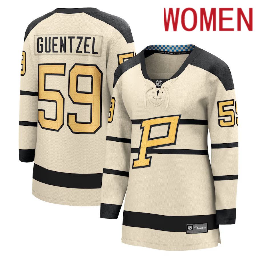 Women Pittsburgh Penguins 59 Jake Guentzel Fanatics Branded Cream 2023 Winter Classic Player NHL Jersey